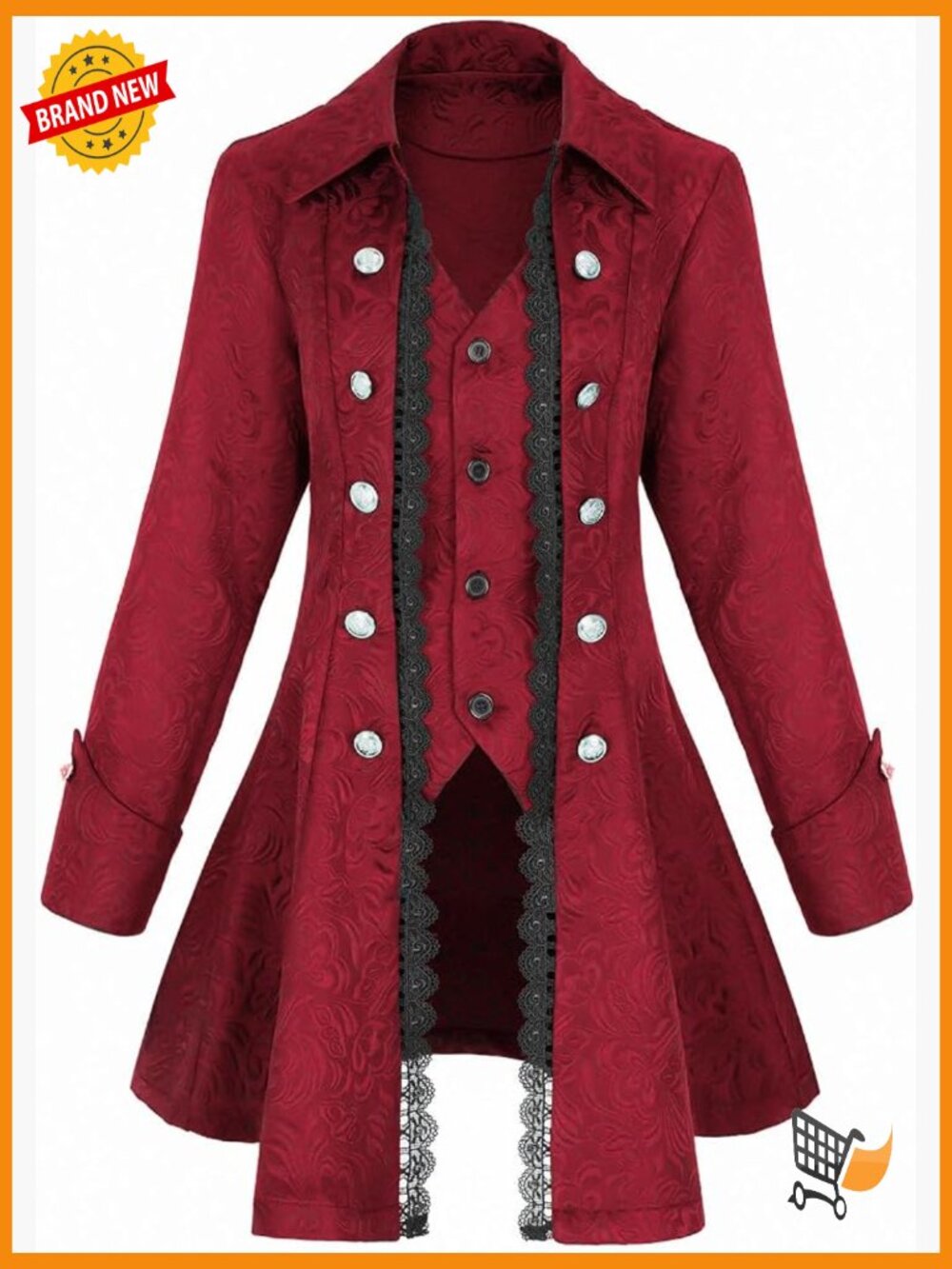Women's Gothic Steampunk Renaissance Jacket Medieval Pirate Costume Coat